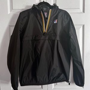 KWAY Le Vera Leon Black Packable Quarter Zip Windbreaker Rain Jacket